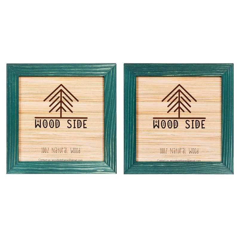 Woodside Rustic Wooden Square Picture Frames 8x8 - Set of 2 - 100% Natural Solid Eco Wood with Real Glass for Wall Mounting and Tabletop Photo Frame - Green - Image 3